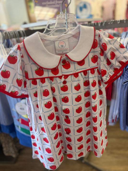 TEACHERS PET PLAID APPLES DRESS