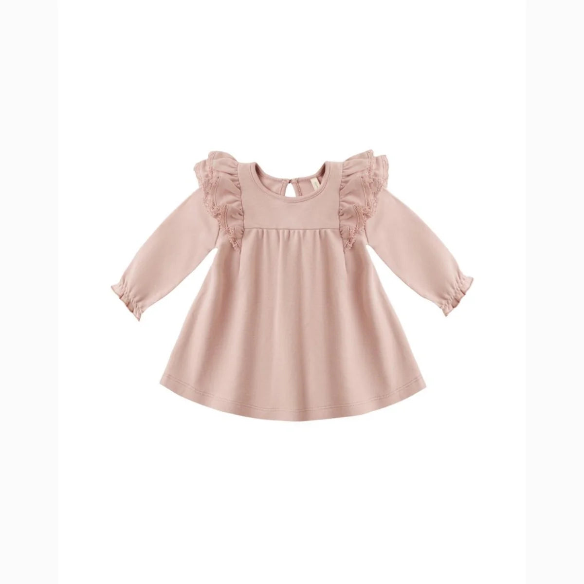 DUSTY ROSE LS FLUTTER DRESS