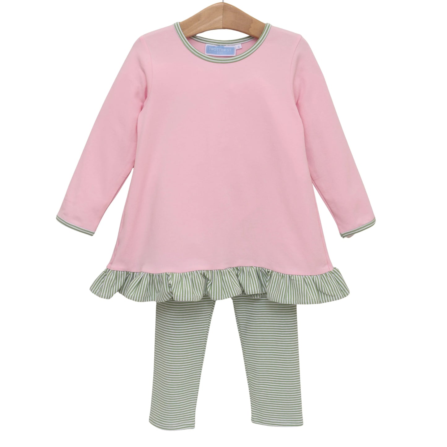 MILA PANT SET GREEN STRIPE/LT PINK