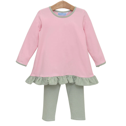 MILA PANT SET GREEN STRIPE/LT PINK