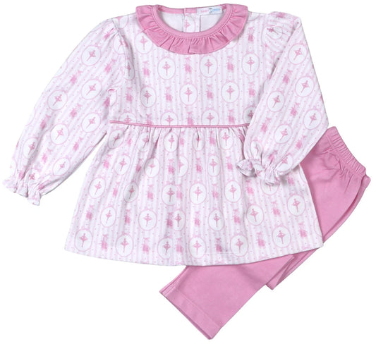 PINK BALLERINA SCALLOP COLLAR TOP SET