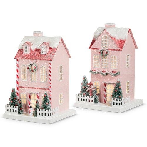 12'' LIGHTED PINK PAPER HOUSE