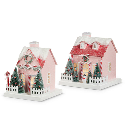 8.25'' LIGHTED PINK PAPER HOUSE