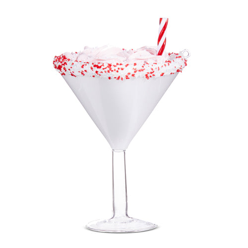 PINK PEPPERMINT MARTINI ORNAMENT