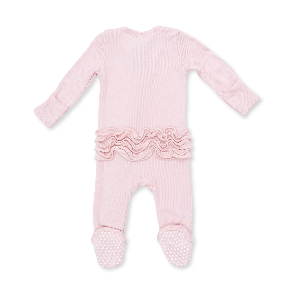 VEILED PINK RIB ZIPPER FOOTIE