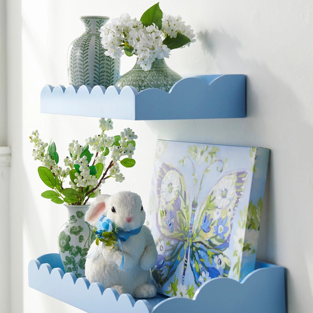SET 23.5" BLUE SCALLOPED SHELVES