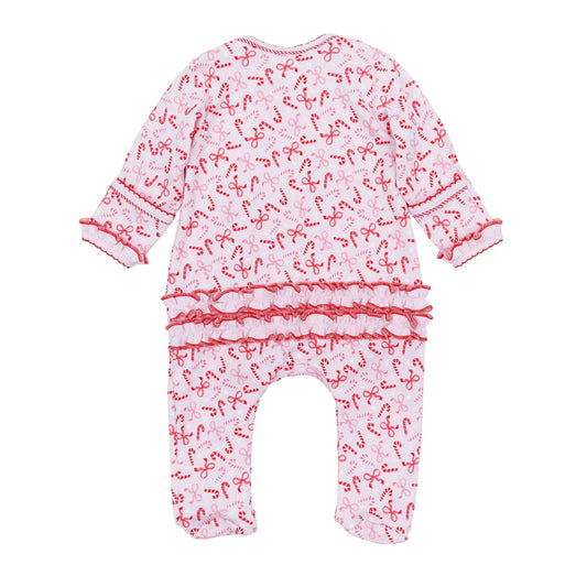 CANDY CANE LANE PRINTED RUFFLE FOOTIE