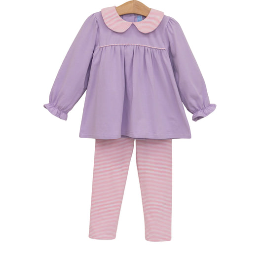 ABIGAIL PANT SET LAVENDER/LT PINK STRIPE