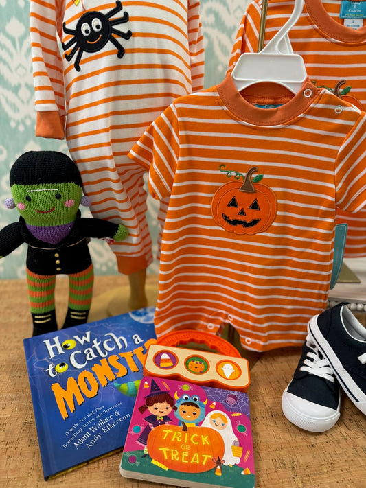 JACK-O-LANTERN ORANGE STRIPE ROMPER