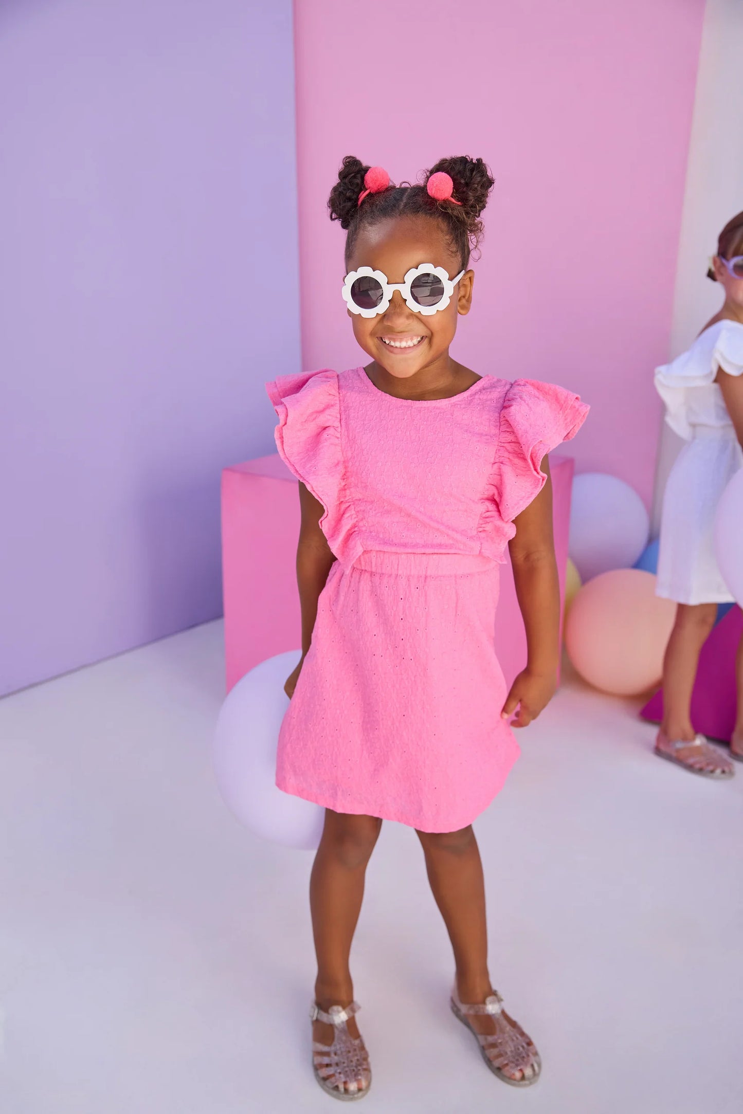 SADIE DRESS TAFFY PINK EMBROIDERY