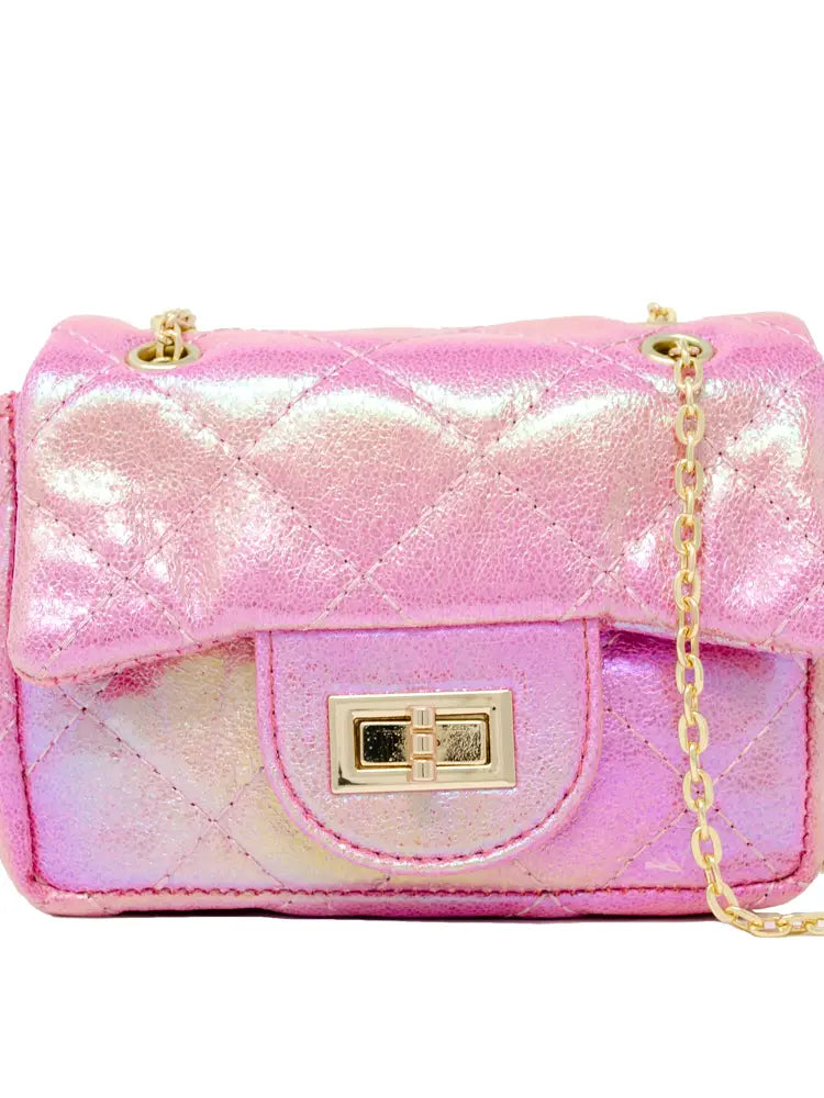 CLASSIC QUILTED PINK SHINY BAG