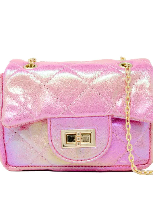 CLASSIC QUILTED PINK SHINY BAG