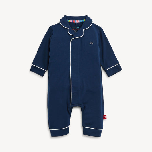 NAVY RF ROMPER W/ PIPING