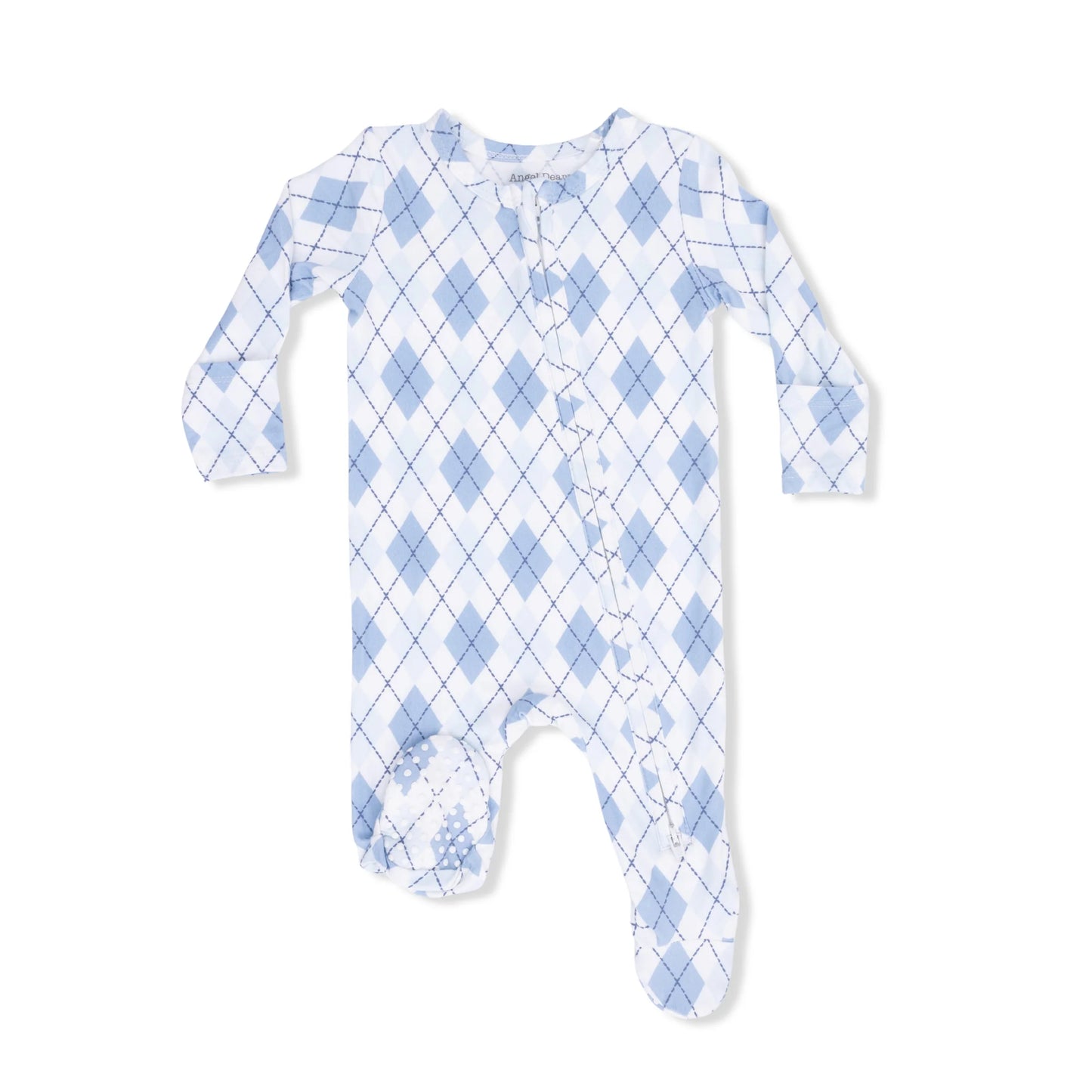 BLUE ARGYLE 2 WAY ZIPPER FOOTIE