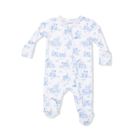 BLUE PUPPY TOILE ZIPPER FOOTIE