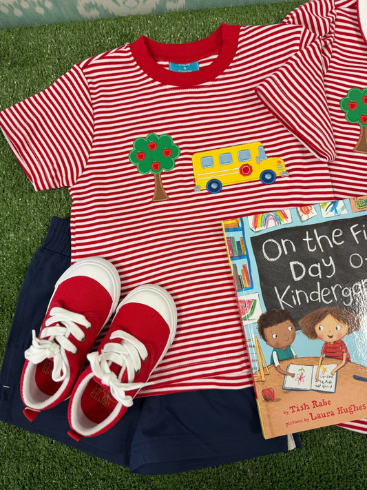 RED STRIPE SCHOOL BUS SHIRT
