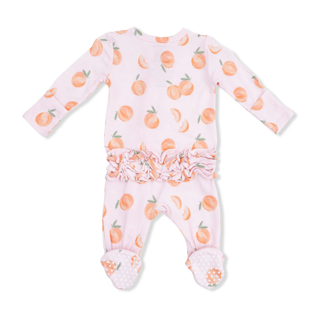 SWEET PEACH RUFFLE ZIPPER FOOTIE
