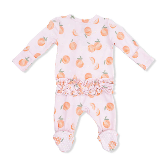 SWEET PEACH RUFFLE ZIPPER FOOTIE