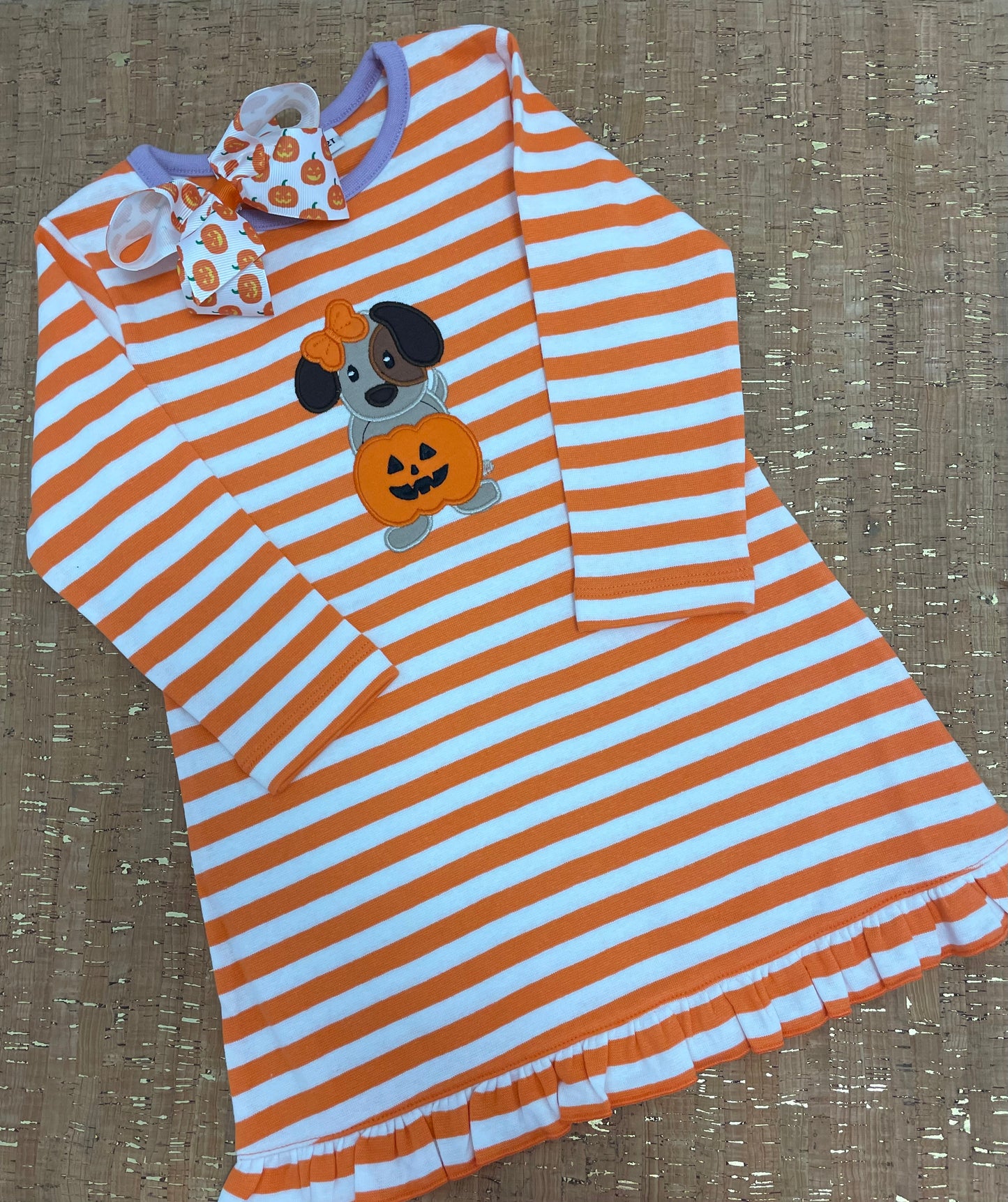 ORANGE STRIPE HALLOWEEN DOG DRESS