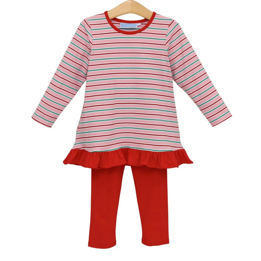 MILA GIRL PANT SET MERRY & BRIGHT STRIPE