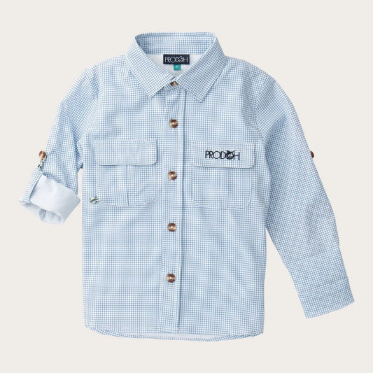 FOUNDERS KIDS LS FISHING SHIRT NAVY SURFSIDE PLAID