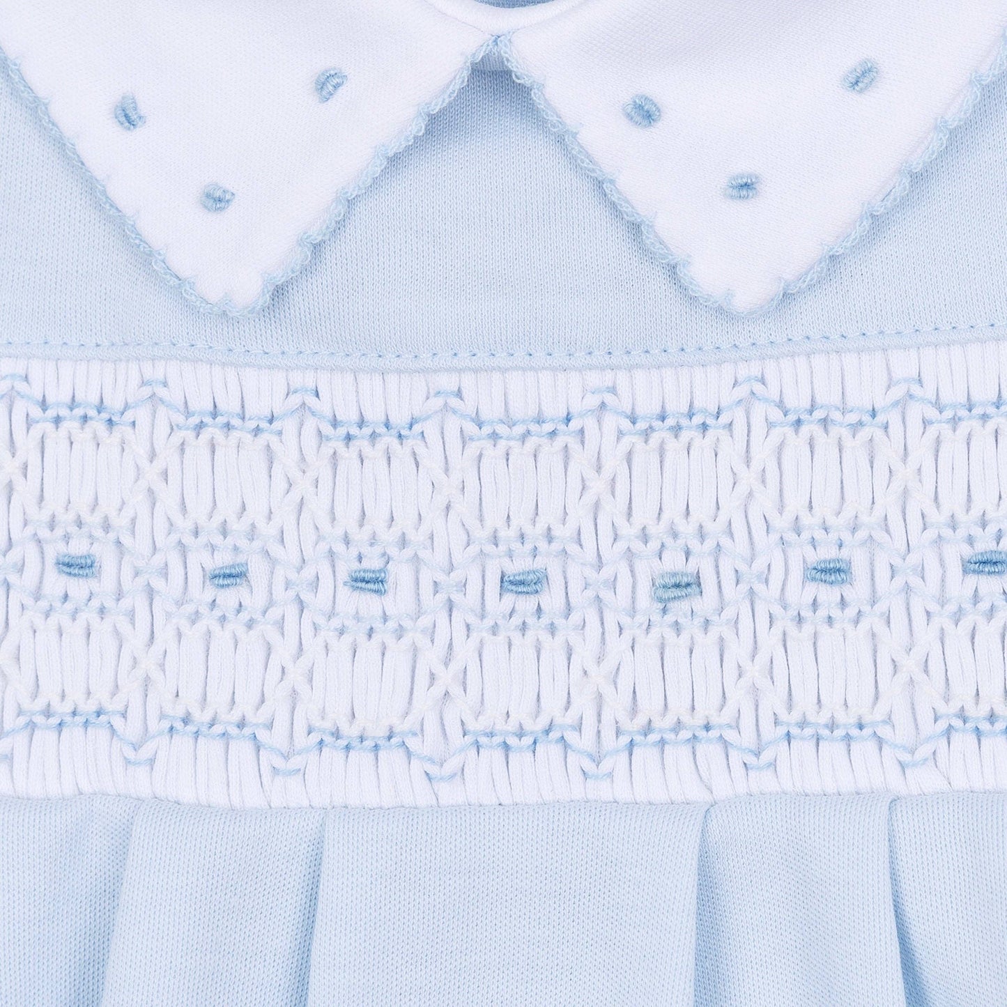 Landry Smocked Footie - Light Blue