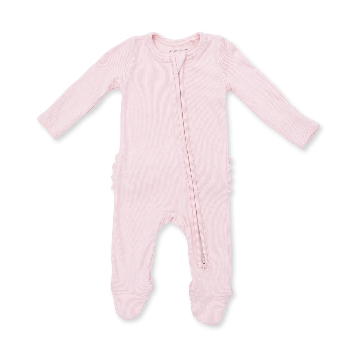 VEILED PINK RIB ZIPPER FOOTIE