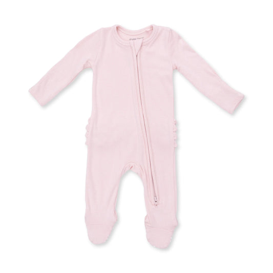 VEILED PINK RIB ZIPPER FOOTIE