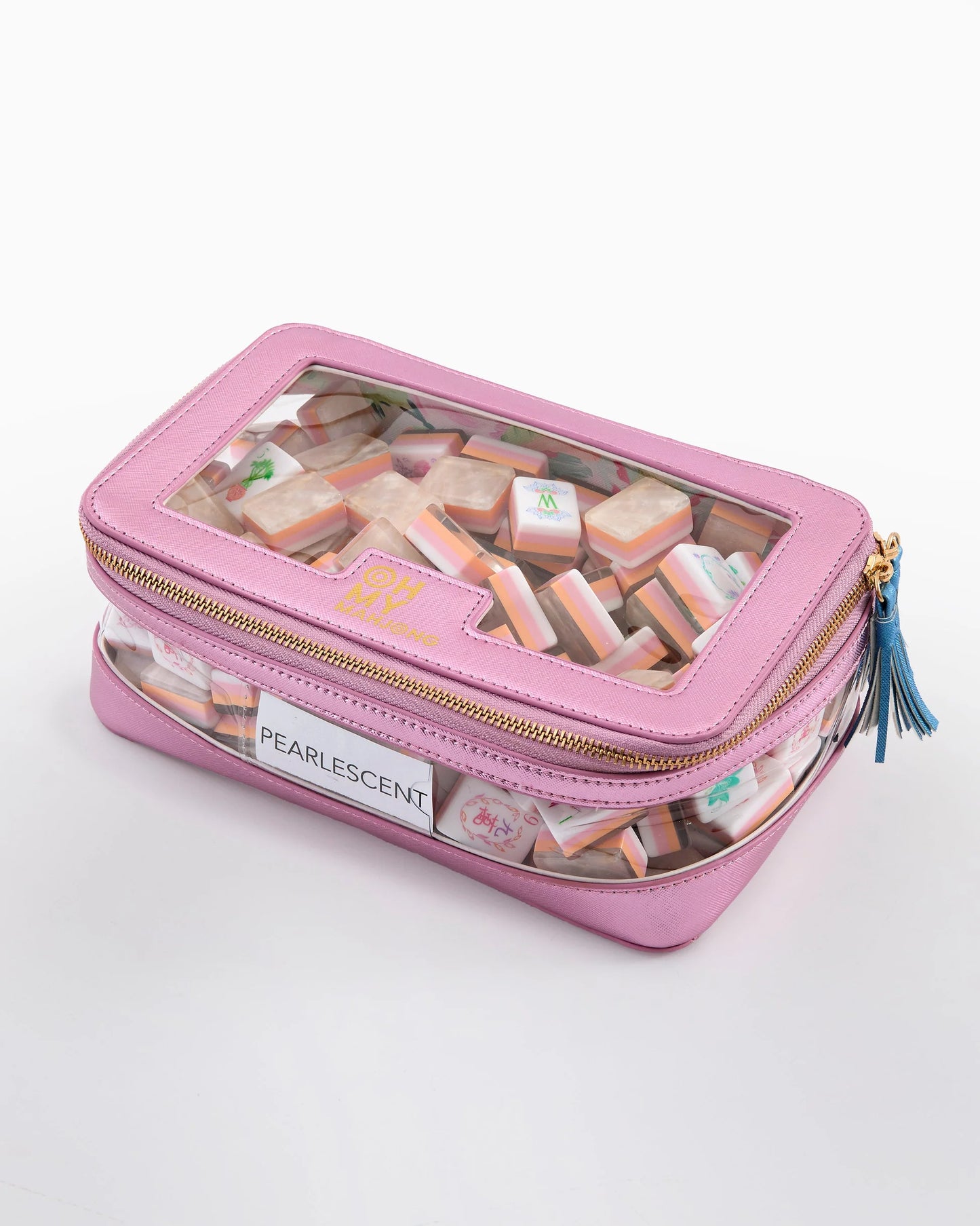 METALLIC LT PINK TILE STORAGE BAG
