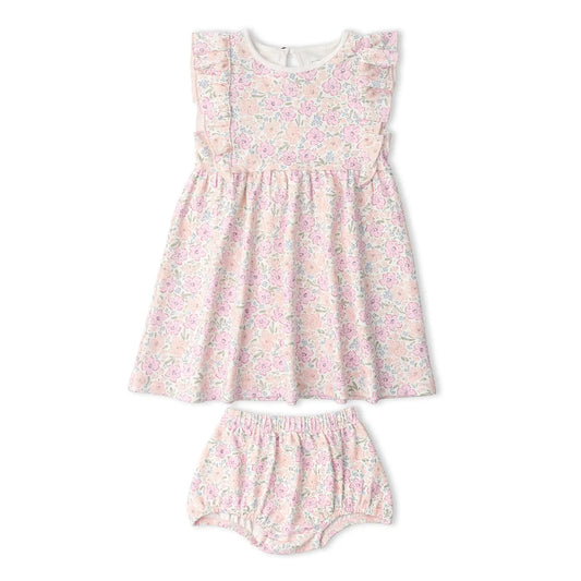 ORGANIC FLUTTER DRESS PEONY