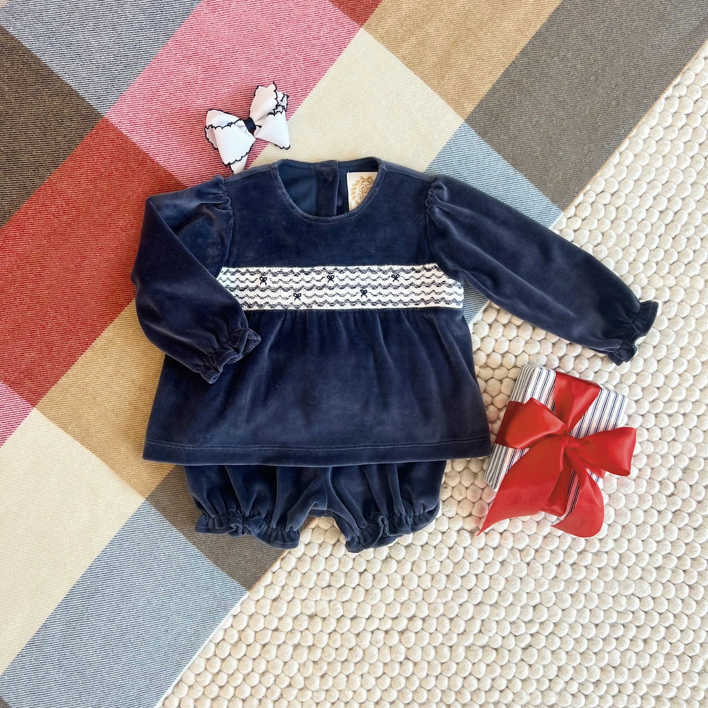 SMOCKED BON AIR BLOOMER SET VELOUR