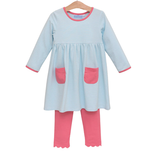 ANNIE PANT SET MINT STRIPE/PINK