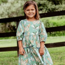 MARIBELLE DRESS GREEN BUTTERFLIES