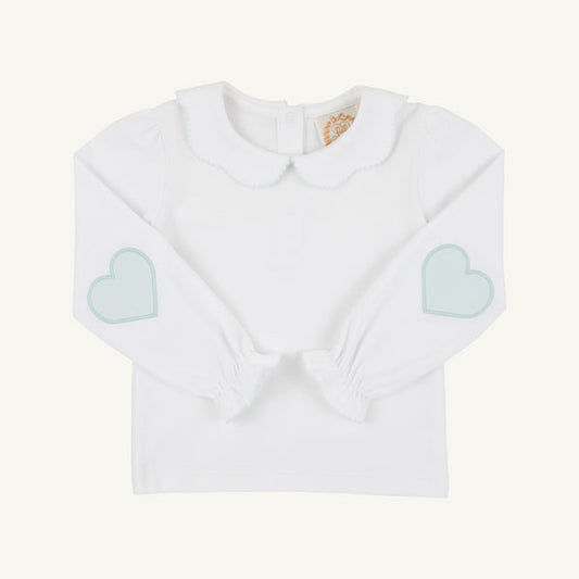 EMMAS ELBOW PATCH TOP WHITE/GREEN