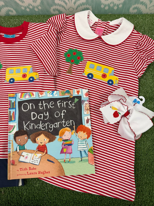RED STRIPE SCHOOL BUS DRESS