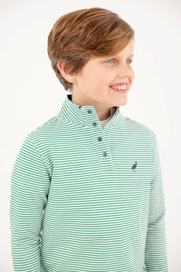 PENDLETON POPPED COLLAR KIAWAH GREEN STRIPE