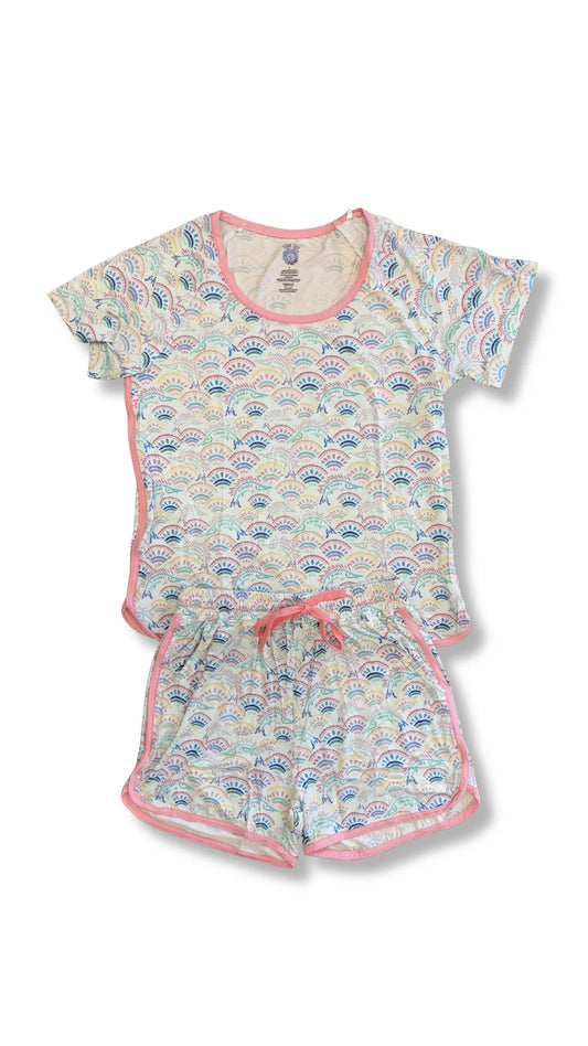 MARLIN MOSAIC PINK LADIES SS SHORT SET