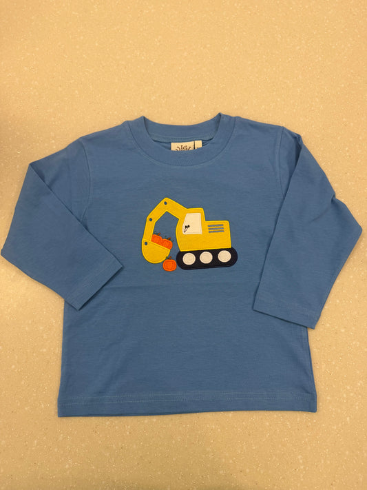 BACKHOE W/ PUMPKINS BLUE SHIRT