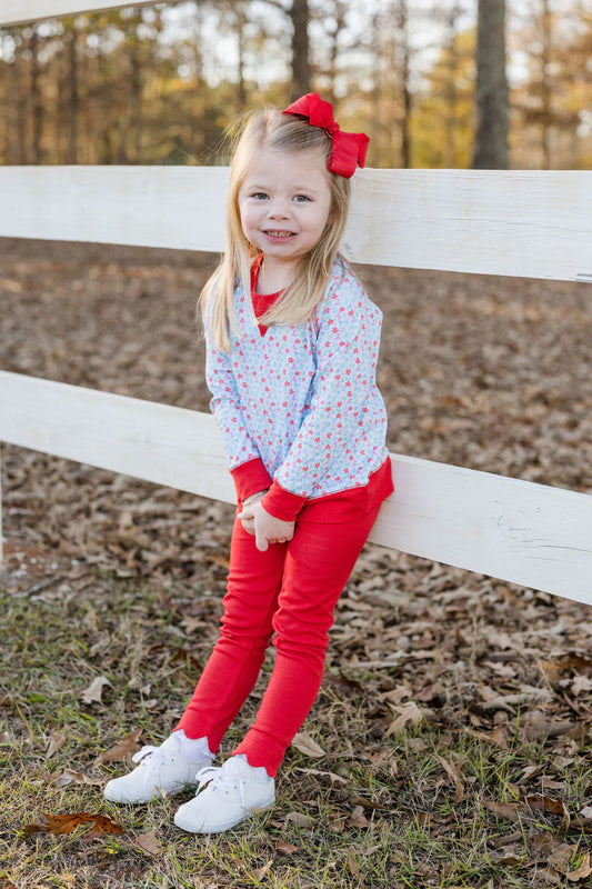 RED SCALLOP LEGGING FULL BLOOOM