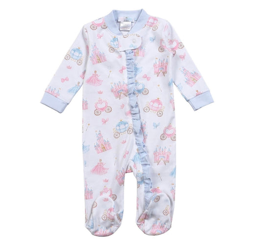 PRINCESS CASTLES FLORAL ZIPPER FOOTIE