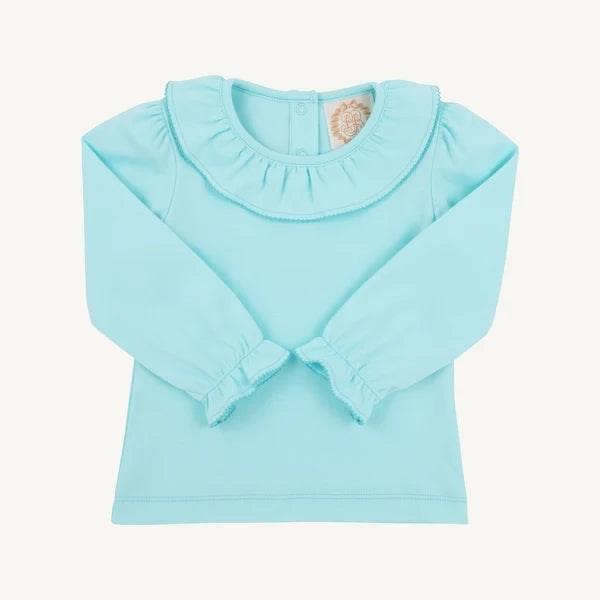 LS RAMONA RUFFLE SHIRT EDISTO EGG BLUE