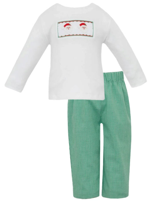 SANTA FACE GREEN GINGHAM PANT SET