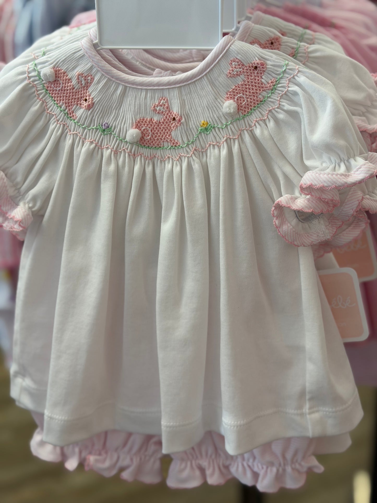 BUNNY PINK KNIT STRIPE BLOOMER SET