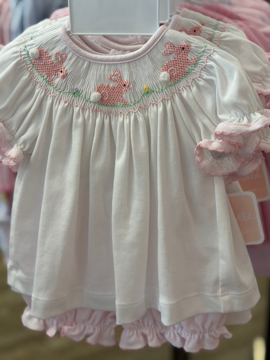 BUNNY PINK KNIT STRIPE BLOOMER SET