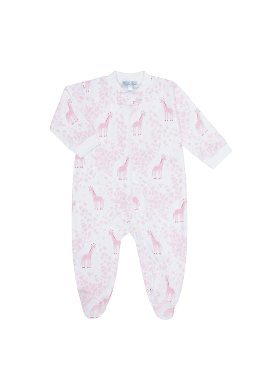 PINK GIRAFFE ZIPPER FOOTIE