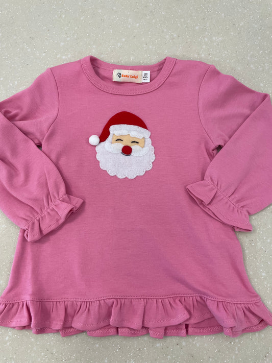 PINK SANTA RUFFLE SWEATER