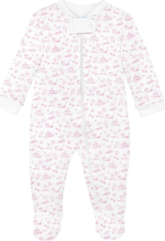 PINK SUMMER DOODLES ZIPPER FOOTIE