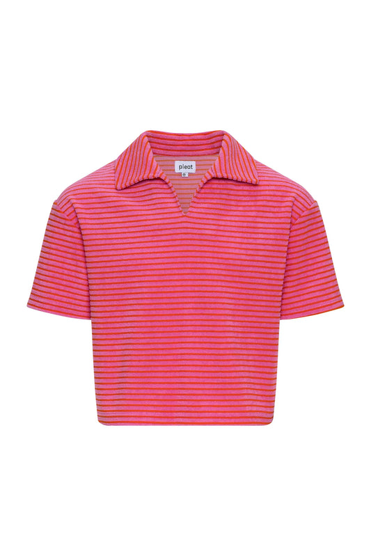 PIERCE TOP PINK/ORANGE TERRY