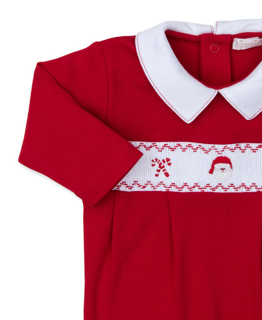 RED SANTA SMOCKED FOOTIE