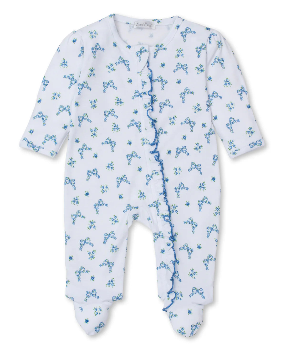 BLOOMING BOW ZIP FOOTIE BLUE